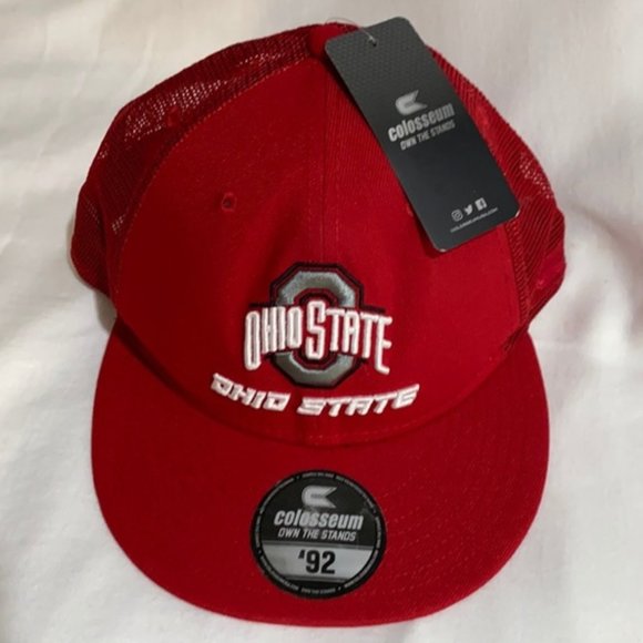 Ohio State Buckeyes Flat Brim Mesh Trucker Snap Back Hat New - Picture 1 of 8